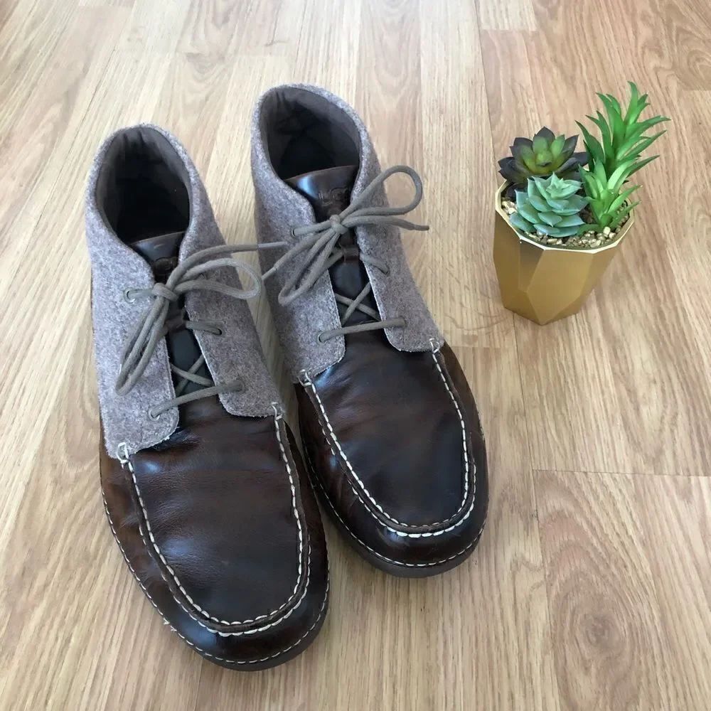 UGG Australia KALDWELL Brown Leather Wool Chukka Boots 1003885 VIBRAM